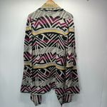Lucky Brand Long Gray Black Purple & Yellow Aztec Design Open Front Cardigan M Photo 8