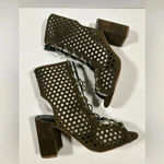 Shoe Republic LA NIB!Shoe -Suede Perforated-Lace UpPeep toe heel booties Size 9 Photo 2