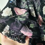 Nicholas Black Purple Floral 100% Silk Square Neckline A Photo 4