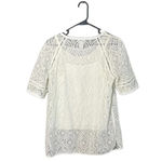 Sundance  Women’s White Lace Short Sleeve Top Size Medium Photo 5