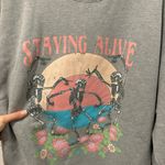 Staying Alive Skeleton Crewneck Sweatshirt Gray Size L Photo 3