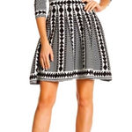 Nina Leonard Black and White Geometric Print Fit & Flare Sweater Dress NWT Photo 0