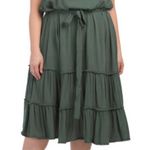 City Chic NWT  Plus Fringe Tiered Maxi Dress Jungle Green Color Sz 16 / Small Photo 0