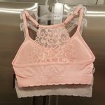 Laura Ashley ππ Lace Back Seamless Bralettes 2 Pack ~ Pink & Gray Small S NWT Photo 1