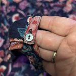 Lucky Brand Navy Blue Floral Blouse Size L Long Sleeve Bohemian Lightweight Top Photo 2