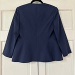 Theory Lindraya B. Blazer Navy Sea Blue Size 4 Collarless Jacket Wool Blend Crop Photo 10