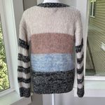 American Eagle Blush Light Blue Gray Striped Chunky Knit Oversized Sweater Sz XS Photo 2