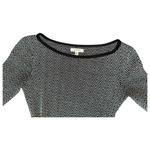 Max Studio  extra small black & ivory chevron mini dress 3/4 sleeves boatneck Photo 4