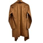 Soft Surroundings Tan Shape Drape Coastal Cowgirl Retro Boho Faux Suede Cardigan Photo 2