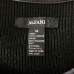 Alfani Womens Jacket Leather Wool Blend Knit Full Zip Black Size M Photo 2