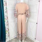 Anthropologie Jaase Floral Dandelion Wide‎ Leg Jumpsuit Peach Blue Small Photo 5