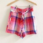 C&C California Plaid Linen Belted Shorts Photo 0