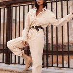 12th Tribe Hendrix Tan Corduroy Jumpsuit Photo 2