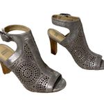 Johnston & Murphy Metallic Gray Caged Ankle Strap Open Toe Heels Women Sz 7 Photo 1