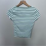 Hollister Ribbed Seamless Fabric Scoop Baby Tee Size Small Green White Stripes Photo 3