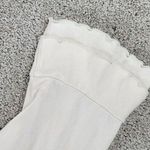 Vintage Womens Shirt XL White Scoop Neck Long Sleeve Ruffle Cuffs Pullover Photo 2