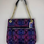 Coach Poppy Metallic Tartain Slim Chain Tote Convertible 21136,Multi Color Plaid Photo 13