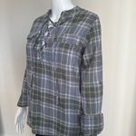 Triple Five Soul Plaid Lace Up Tunic Top Blue Size M Photo 2