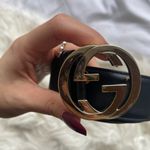 Gucci Belt Interlocking Silver GG Black Leather Photo 3