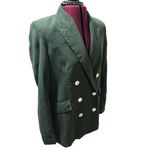 Mango  Suits Double Breasted Crinkle Blazer Dark Green Relaxed Fit EUC Small Photo 3