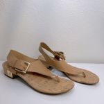 Michael Kors  London Thong Block Heel Sandals Tan Leather – Women’s Size 9 Photo 3