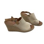 Toms Women's Wedge Heel Espadrille Sandals Ankle Strap Beige Canvas Women's 12 Photo 1