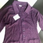 ONIA NWT Wide Rib Knit Oversized Romper Loungewear Athleisure Fig Plum Purple M Photo 6