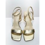 BP Sandals Size 9 Gold Parker Ankle Strap Chunky Triangular Open Toe High Heels Photo 3