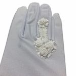 VINTAGE 18" 90s White Embroidered Floral Gloves with Open Ring Slit E13 Photo 0