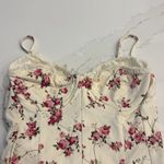 We Wore What  Lace Peplum Corset Linen Blend Mini Dress Photo 3