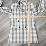 ZARA  Plaid Double Breasted Plaid Blazer‎ Jacket Cream Ecru Black Small Photo 14