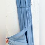 David's Bridal David’s Bridal High neck chiffon bridesmaid dress maxi steel blue 2 new Photo 8