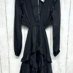 ASOS Dress Women Size 6 Mini Laced Open Black Pleated Ruffled Black Summer Photo 0