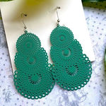 Teal Copper Lace Earrings Green Photo 0