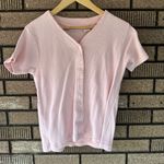 G.H. Bass & Co. Pink Button Front Short Sleeve Top – 100% Cotton, Size L Size L Photo 1