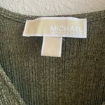 Michael Kors MICHAEL Tie Front Top Green Tone Button Front Contemporary Large Photo 1