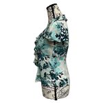 Kasper  Floral Ruffle Blouse Women’s 4P Button-Up Sheer Top Cottagecore Coastal Photo 3