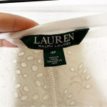 RALPH LAUREN White Eyelet Asymmetrical Hem Handkerchief Hem Size 4Petite Preppy Photo 4
