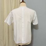 Uniqlo Women White Classic Embroidered Round Neck Retro Buttondown Blouse Sz XS Photo 6