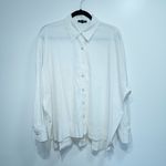 Eileen Fisher  White Camp Linen Blend Button Down Oversized Shirt Size Small Photo 1