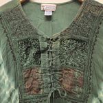 Just Cruising Tie Dye Ombre Tunic Dress "Free Size" Turquoise Embroidered Boho Blue Size L Photo 2