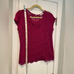 New York & Co Size M Magenta Lace Short Sleeve Stretch Zip Back Top Pink Size M Photo 5