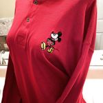 Disney Vintage Mickey Mouse Embroidered Long Sleeve Henley - Red - S Photo 0