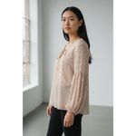 Lavender Brown NEW  Metallic Dots Blouse Women S Sheer Nude Long Sleeve Boho Top Photo 1