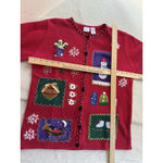 Cherokee Vintage Womens Med ButtonUp Christmas Cardigan Red Sweater Cotton Blend Photo 5