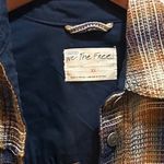 Free People  Oversized Plaid Flannel Shacket Distressed Raw Hem Button Down Photo 9