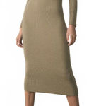 Mango Sweater Midi Zip Knitted Dress Khaki NWT Size 8 / Large Photo 0