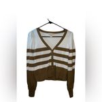 Michael Kors Womens Long Sleeve Striped Cardigan Sweater Brown/White Size M. Brown Size M Photo 3