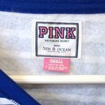 PINK - Victoria's Secret VS PINK KU Jayhawks Sweatshirt Blue Stripe Sz Small Victoria's Secret Kansas Photo 2