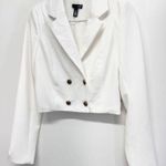 AQUA Blazer Jacket Size Small Womens Ivory Crepe Cropped Suit NWT Photo 2